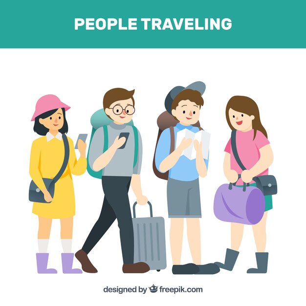 Cuatro amigos viajando