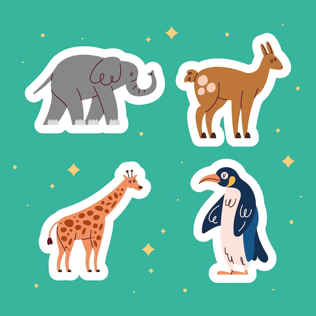 Vector gratuito cuatro animales salvajes