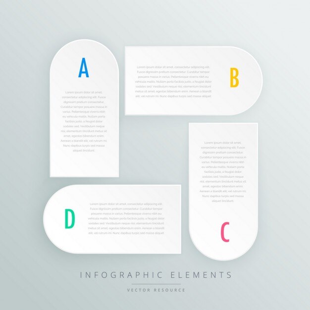 Cuatro banners blancos para una plantilla de infografía