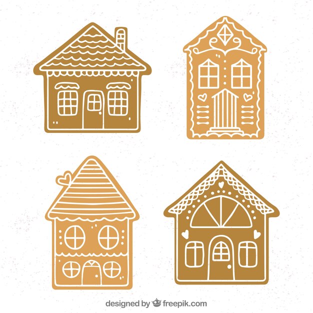 Cuatro casitas de jengibre simples 