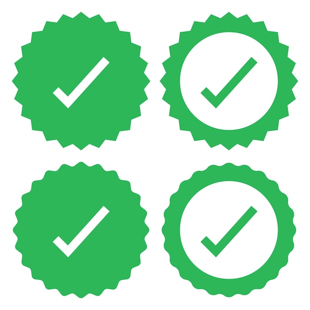 Cuatro círculos de marca de estrella de verificación
