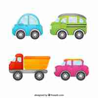 Vector gratuito cuatro coches en estilo infantil