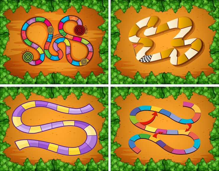 Vector gratuito cuatro diseños de plantilla de juego