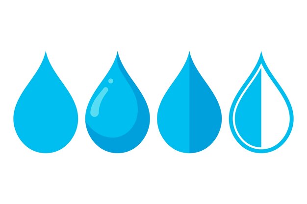 Cuatro estilos de gotas de agua de lluvia