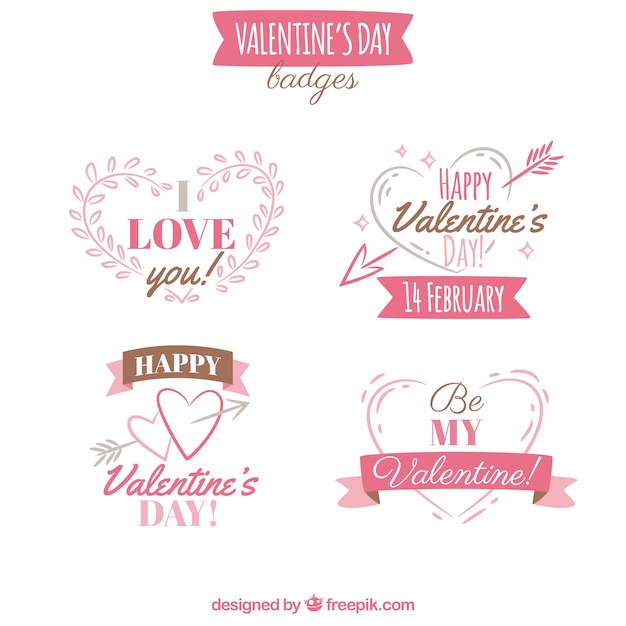 Vector gratuito cuatro etiquetas creativas de san valentin