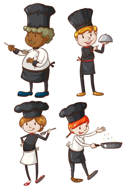 Vector gratuito cuatro excelentes chefs