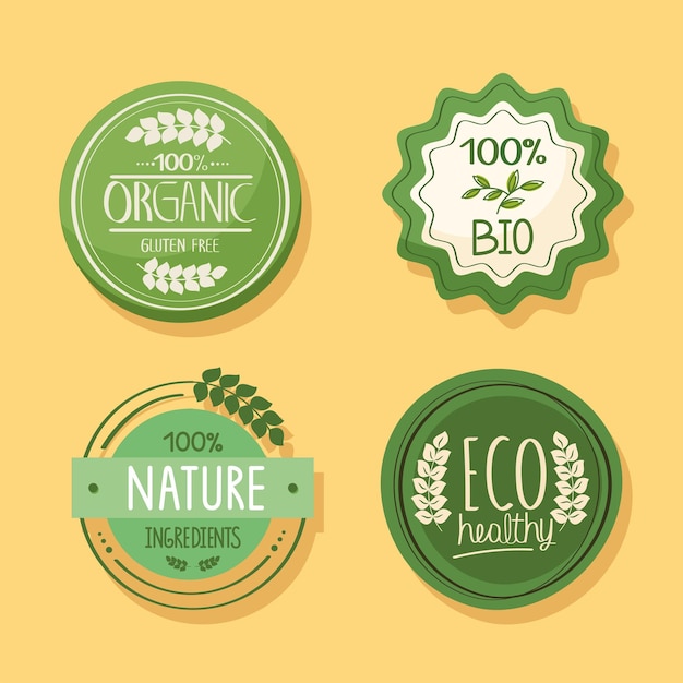 Cuatro iconos de etiquetas ecológicas