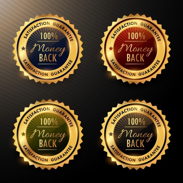 Cuatro insignias doradas de garantía