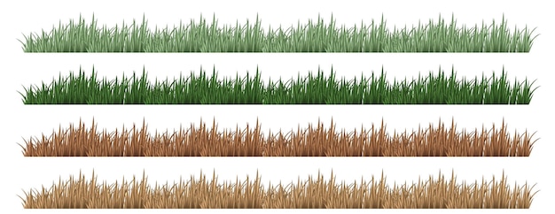 Vector gratuito cuatro juegos de hierba en diferentes colores.