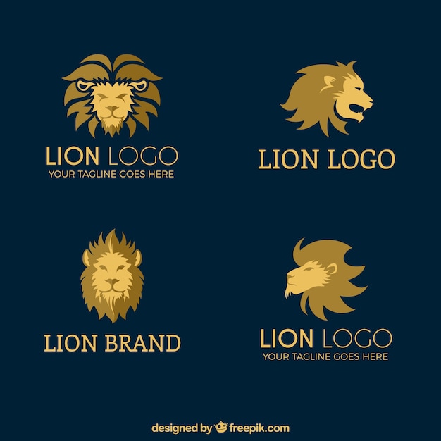 Vector gratuito cuatro logotipo león, estilo flat