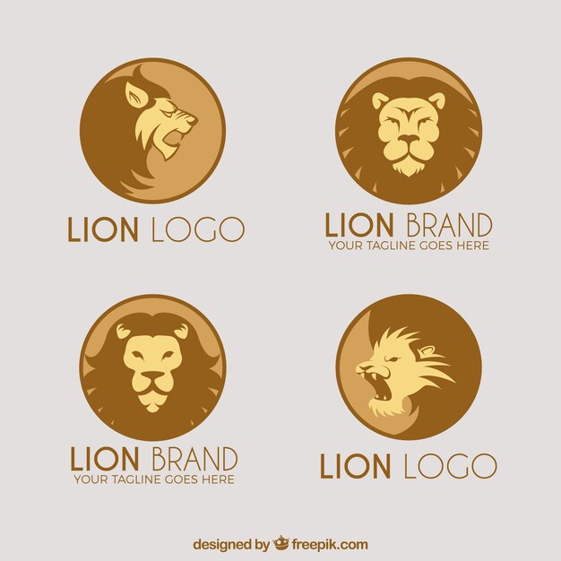 Cuatro logotipo león, formas circulares