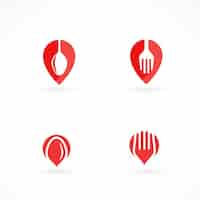 Vector gratuito cuatro logotipos rojos para comida a domicilio