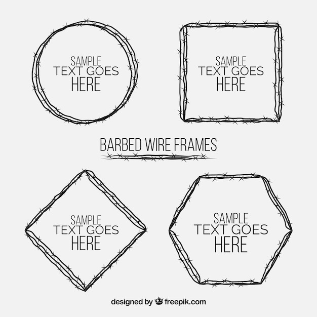Vector gratuito cuatro marcos de alambre de espina