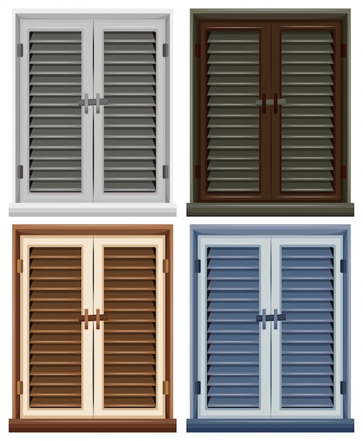 Vector gratuito cuatro marcos de ventana en diferentes colores