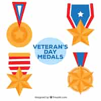 Vector gratuito cuatro medallas para el día de los veteranos