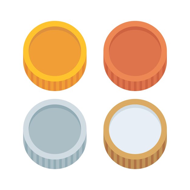 Cuatro monedas de oro, bronce y plata mezcladas