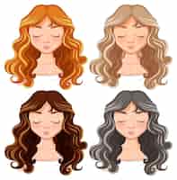 Vector gratuito cuatro mujeres con diferentes tintes para el cabello