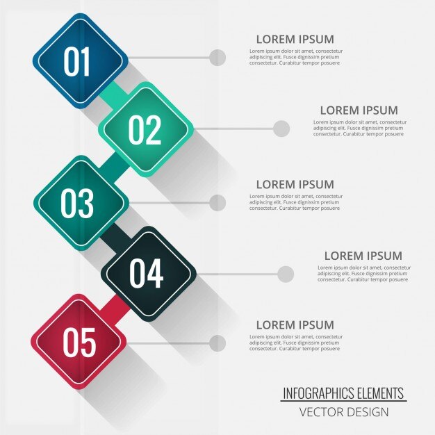 Cuatro opciones en forma de rombo para infografías