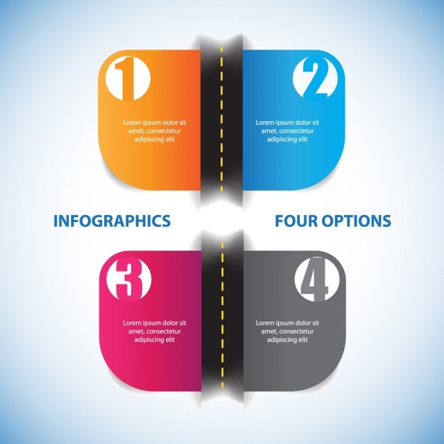 Vector gratuito cuatro opciones infográficas