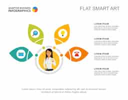 Vector gratuito cuatro opciones lista plantilla de gráfico de proceso para la presentación. datos comerciales