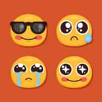 Vector gratuito cuatro personajes de emoticonos establecer iconos