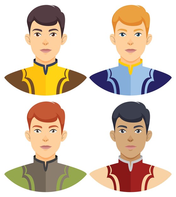 Cuatro príncipes con trajes coloridos