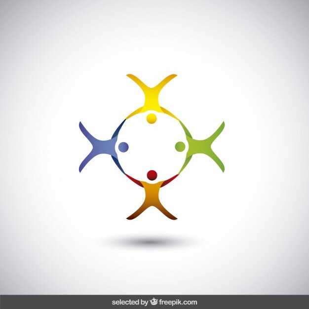 Cuatro siluetas humanas abstractas logo