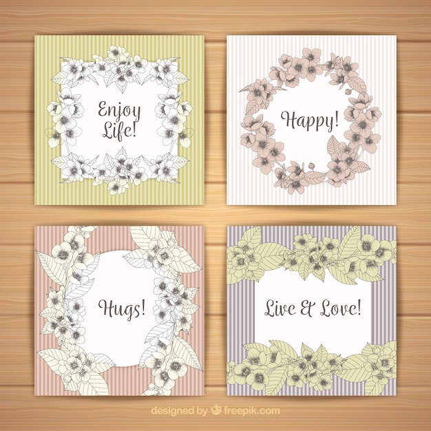 Cuatro tarjetas florales