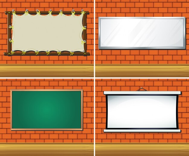 Cuatro tipos diferentes de tablas en la pared