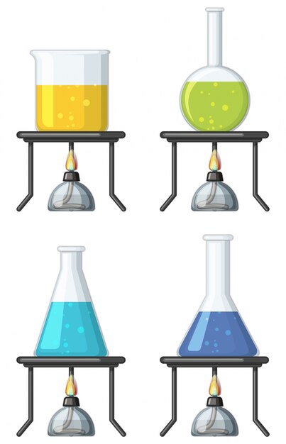 Cuatro vasos con líquido colorido
