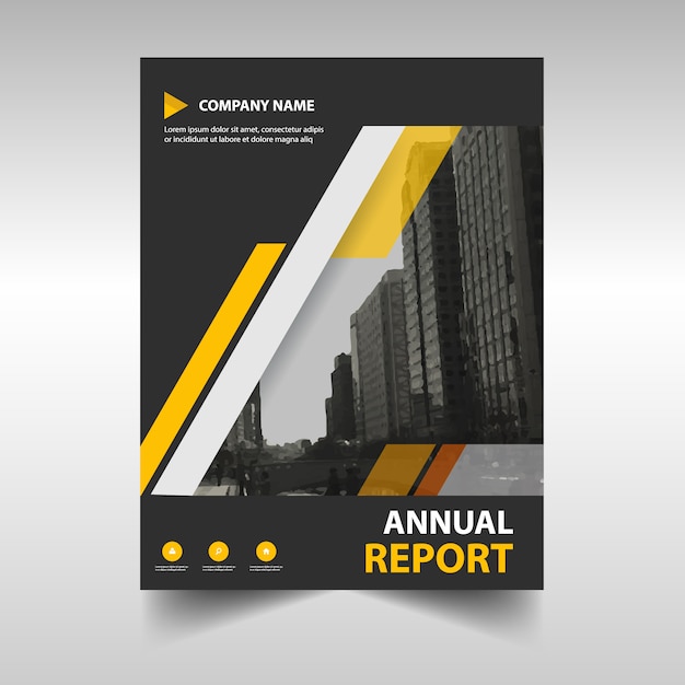 Vector gratuito cubierta creativa amarilla de reporte anual