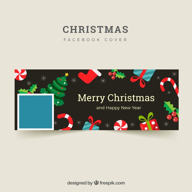 Cubierta de facebook negra para navidad