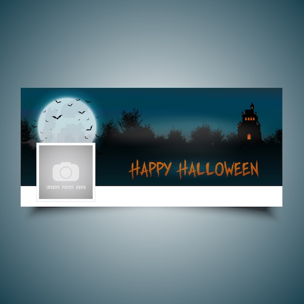 Vector gratuito cubierta de línea de tiempo del paisaje de halloween