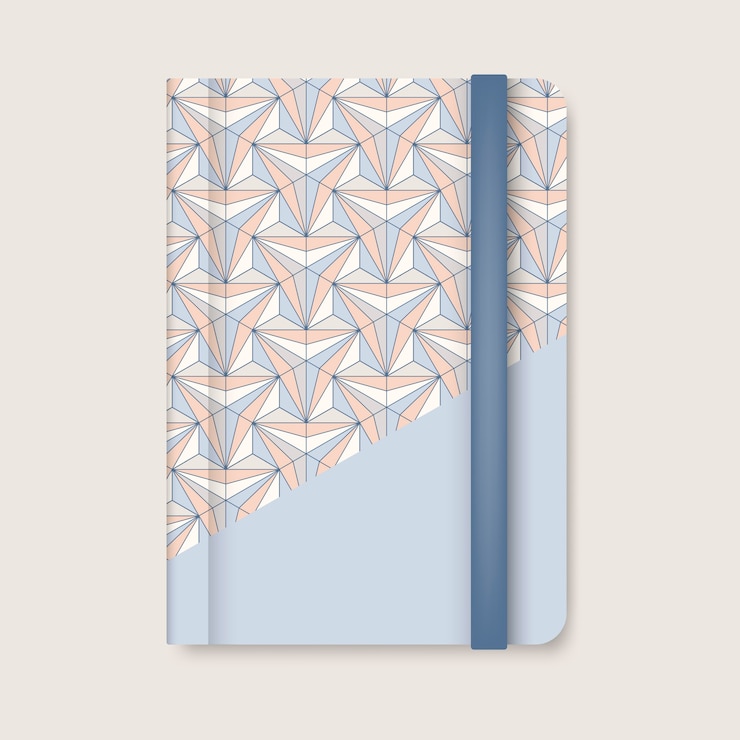 Vector gratuito cubierta de patrón geométrico pastel de un vector de diario azul
