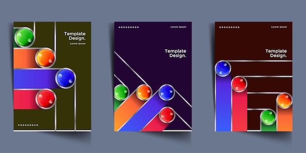 Cubiertas abstractas modernas establecen diseño de cubiertas mínimas Ilustración de vector de fondo geométrico colorido