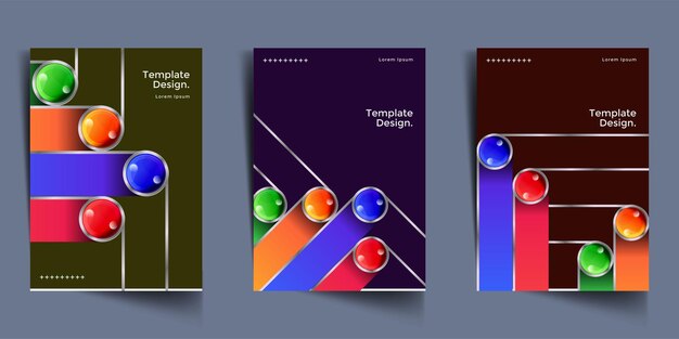 Cubiertas abstractas modernas establecen diseño de cubiertas mínimas Ilustración de vector de fondo geométrico colorido