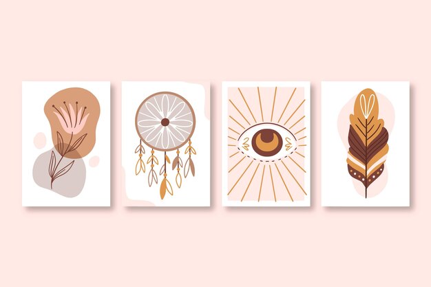 Cubiertas boho dibujadas a mano