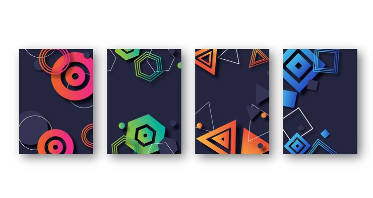 Vector gratuito cubiertas coloridas formas geométricas gradiente