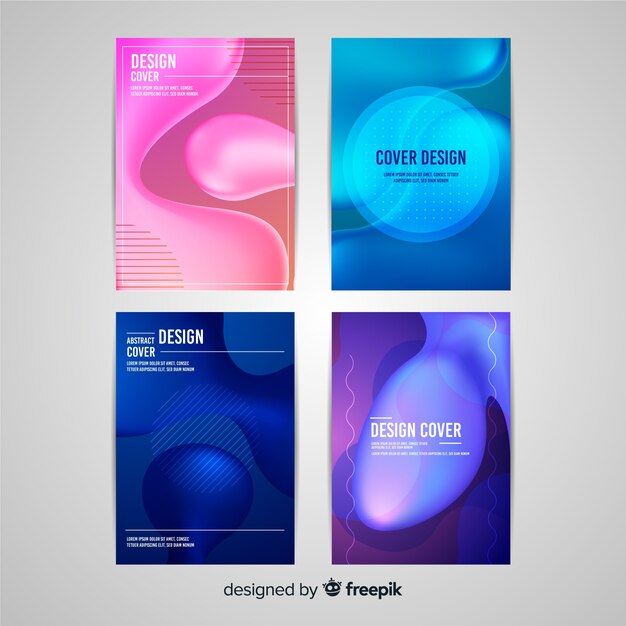 Cubiertas de diseño con efecto líquido colorido.