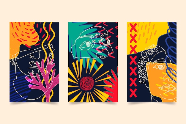 Cubiertas de formas abstractas dibujadas a mano