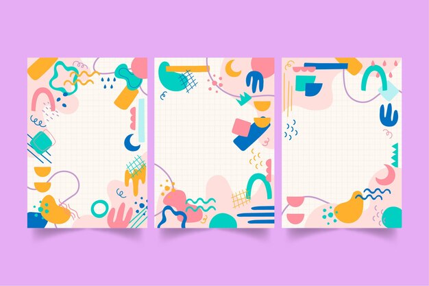 Cubiertas de formas abstractas de diseño plano dibujado a mano