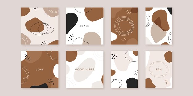 Cubiertas de formas abstractas de diseño plano dibujado a mano