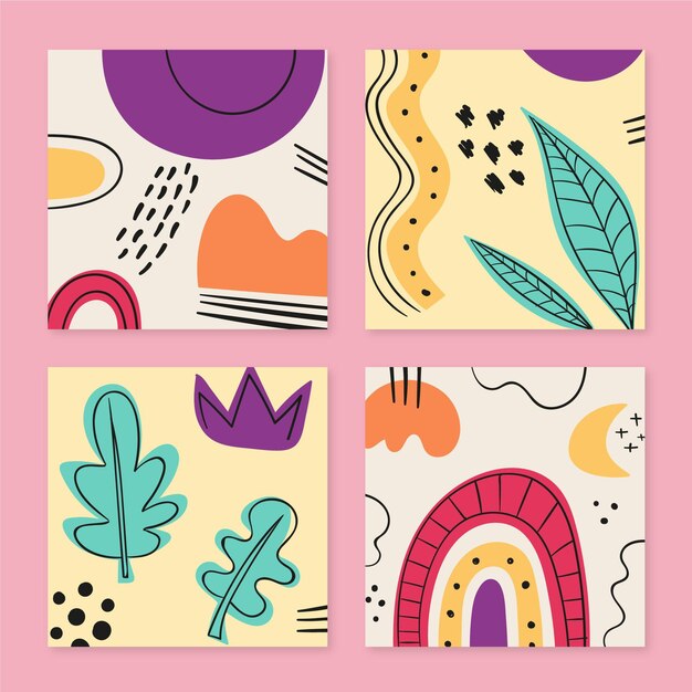 Cubiertas de formas abstractas de estilo dibujado a mano