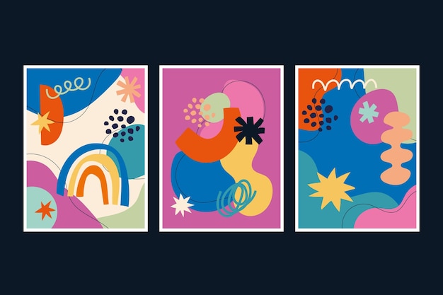 Cubiertas de formas abstractas planas dibujadas a mano