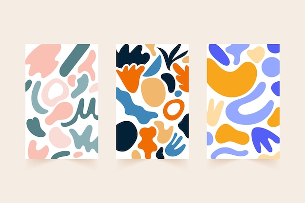 Cubiertas de formas abstractas planas dibujadas a mano