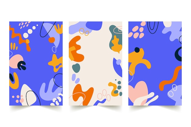 Cubiertas de formas abstractas planas dibujadas a mano