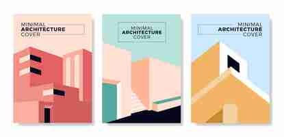 Vector gratuito cubiertas minimalistas de arquitectura