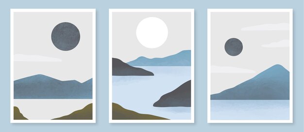 Cubiertas de paisajes minimalistas en acuarela