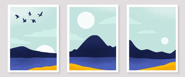 Cubiertas de paisajes minimalistas en acuarela