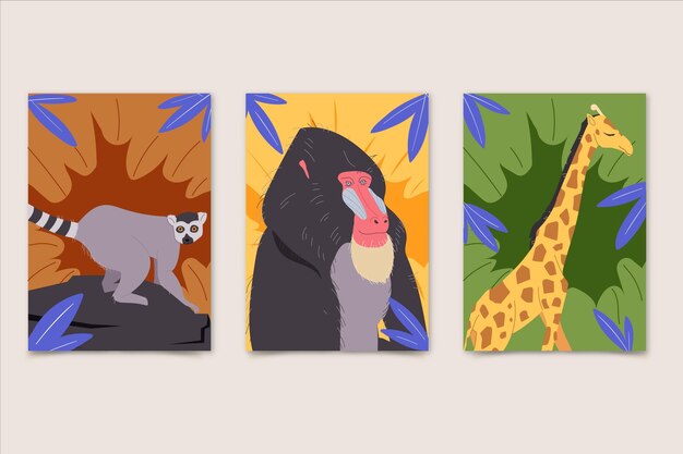 Cubiertas planas de animales salvajes